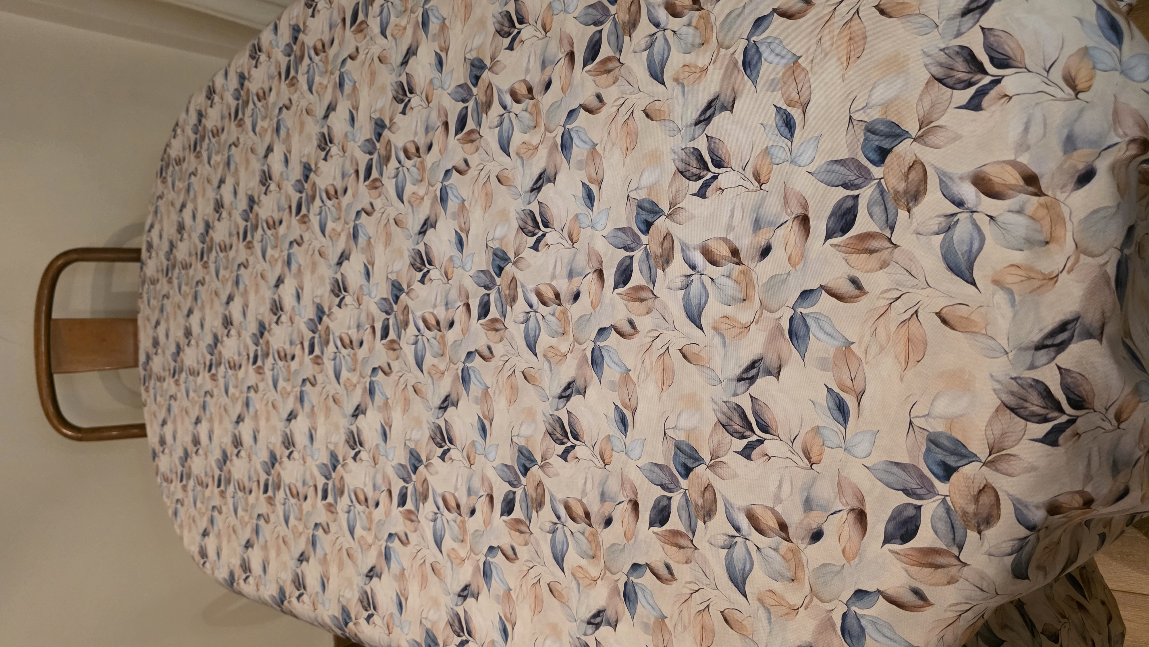 Mantel Hojas Azul Beige estampado