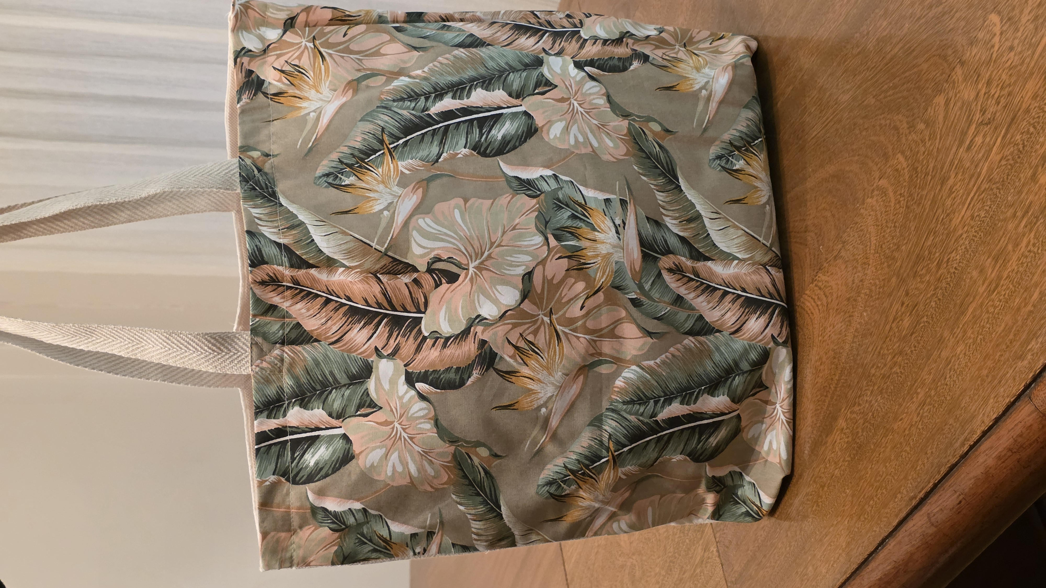 Totebag Fondo Beige Hojas