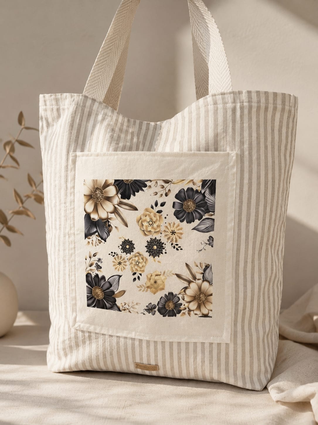 Bolso Flores Azules detalle