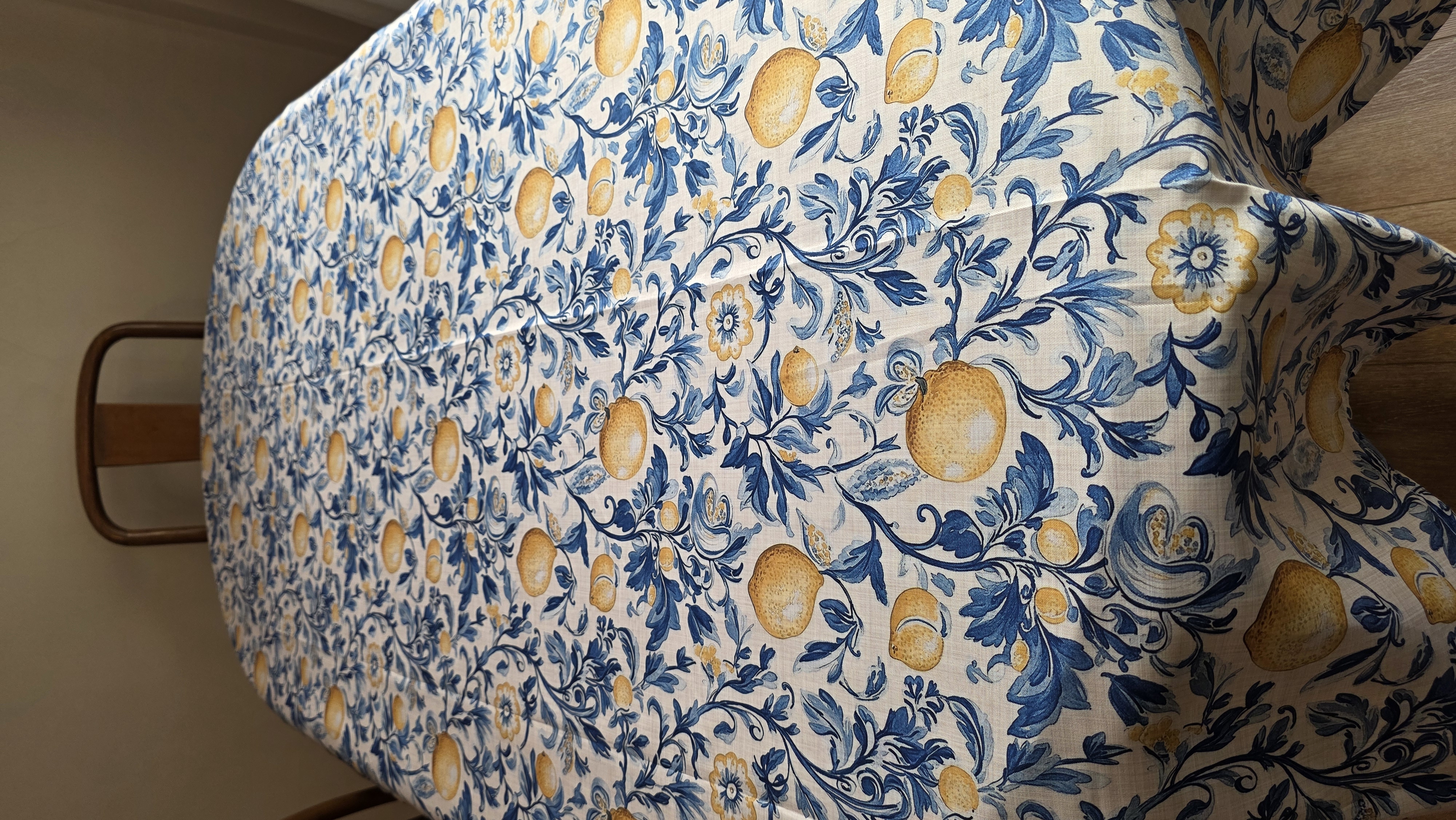 Mantel Azul Limones detalle